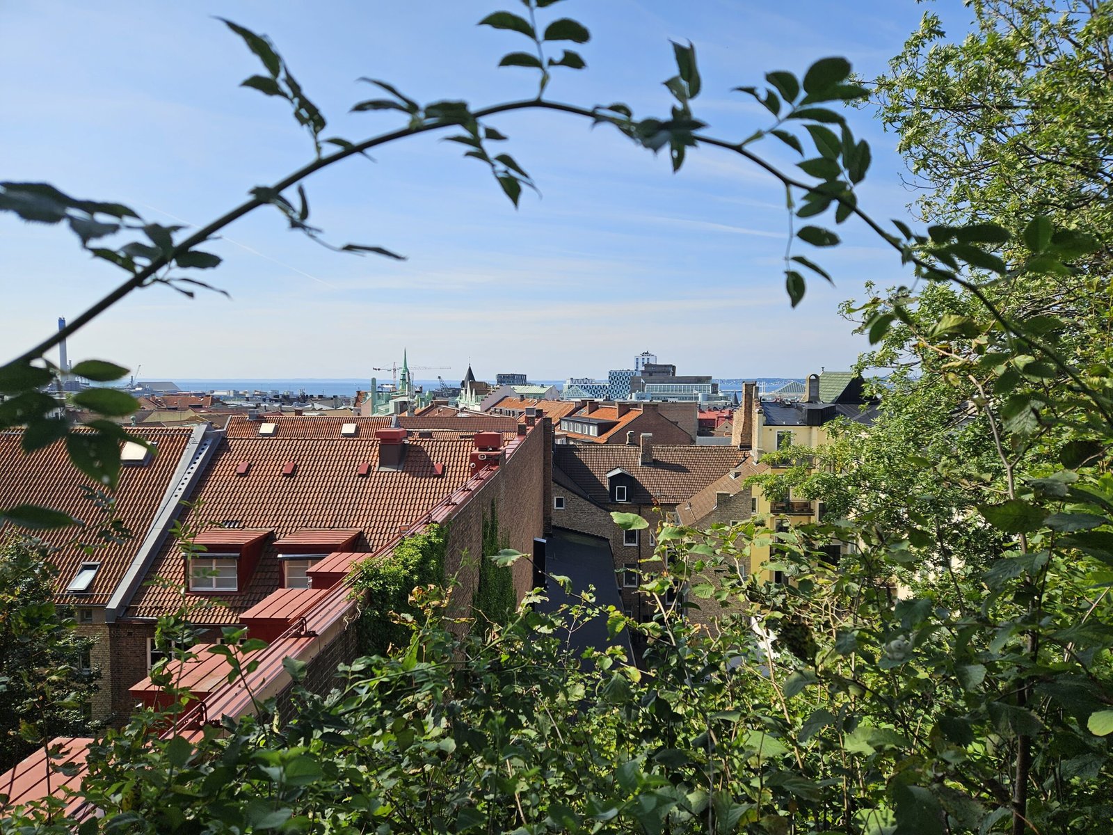 The start of the hike was at Helsingborg, and this picture offers a glimpse towards the city